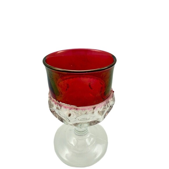 Tiffin Franciscans King Crown Cranberry Flash Water Goblet Crystal Vintage 1950 - Picture 11 of 12